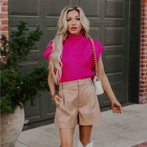 NWT WINE TASTING METALLIC SWEATER TOP IN HOT PINK